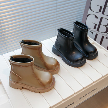 Παπούτσια πλατφόρμας 2023 Παιδικές μπότες με στρογγυλά δάχτυλα με φερμουάρ πίσω Φθινοπωρινά Χειμερινά παγωμένα μποτάκια μόδας για Princess Girls G09263