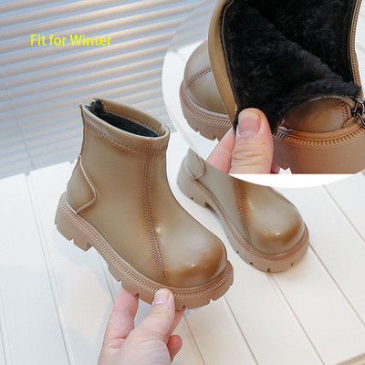 Cipele s platformom za 2023. Dječje čizme s okruglim prstima i stražnjim patentnim zatvaračem Jesen Zima Modne gležnjače otporne na hladnoću za djevojčice princeze G09263