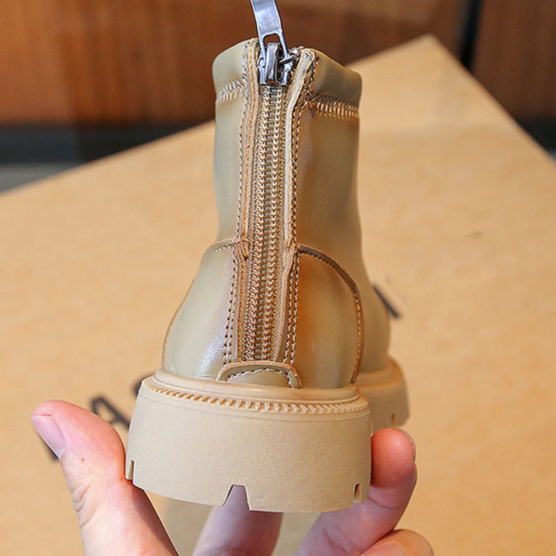 Cipele s platformom za 2023. Dječje čizme s okruglim prstima i stražnjim patentnim zatvaračem Jesen Zima Modne gležnjače otporne na hladnoću za djevojčice princeze G09263