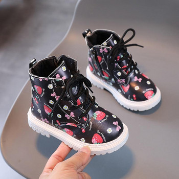 Χειμερινά χαριτωμένα κοριτσίστικα μποτάκια με φράουλα casual επίπεδη τακούνι για κοριτσάκι βελούδινα παπούτσια πλατφόρμας Νέα παπούτσια για κοριτσάκια Sneakers G06252