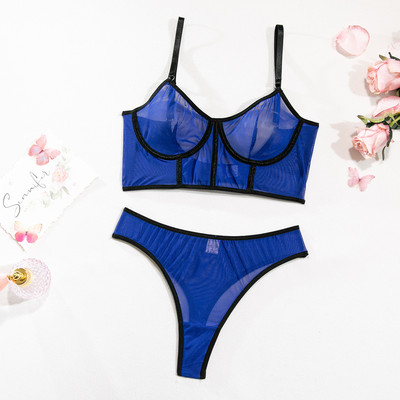 Yimunancy tinklinės liemenėlės rinkinys moterims „Camisole“ + trumpas apatinių komplektas Seksualus erotinis rinkinys kasdienai