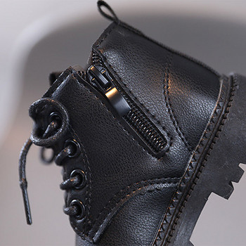 Κλασικές μαύρες μπεζ κοντές μπότες για παιδιά Άνοιξη φθινόπωρο παιδικά παπούτσια για κορίτσια Μπότες Chelsea με ίσιο τακούνι Lace Up Μπότες για αγόρια G06234