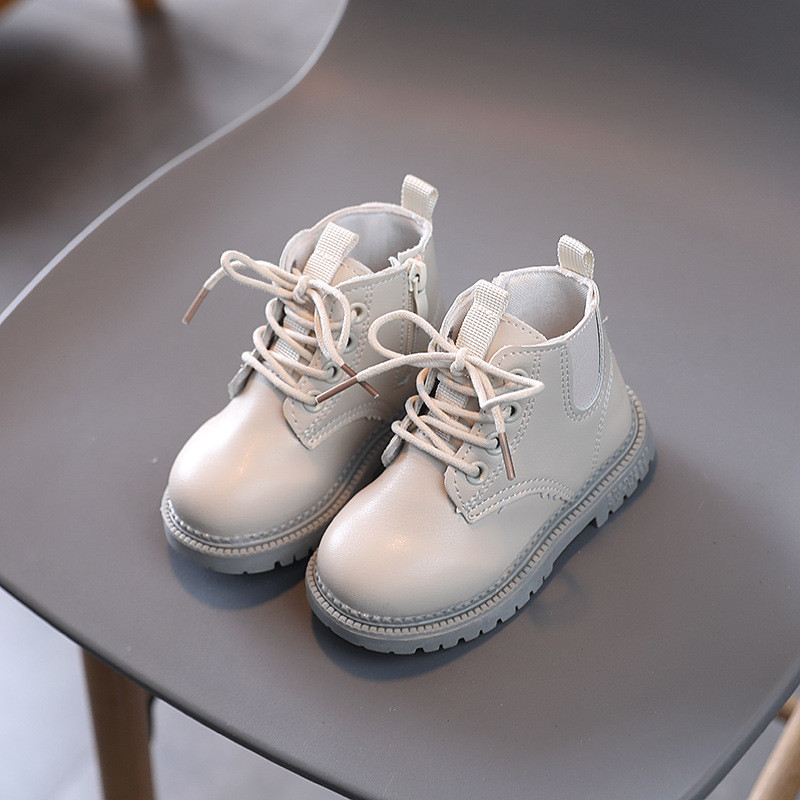 Klasikiniai juodi smėlio spalvos trumpi batai vaikams pavasario rudens vaikiški batai mergaičių plokščiakulniai Chelsea batai suvarstomi berniukų batai G06234