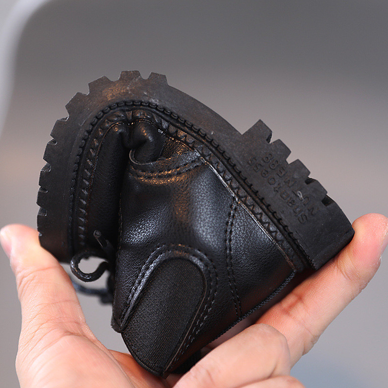 Klasikiniai juodi smėlio spalvos trumpi batai vaikams pavasario rudens vaikiški batai mergaičių plokščiakulniai Chelsea batai suvarstomi berniukų batai G06234