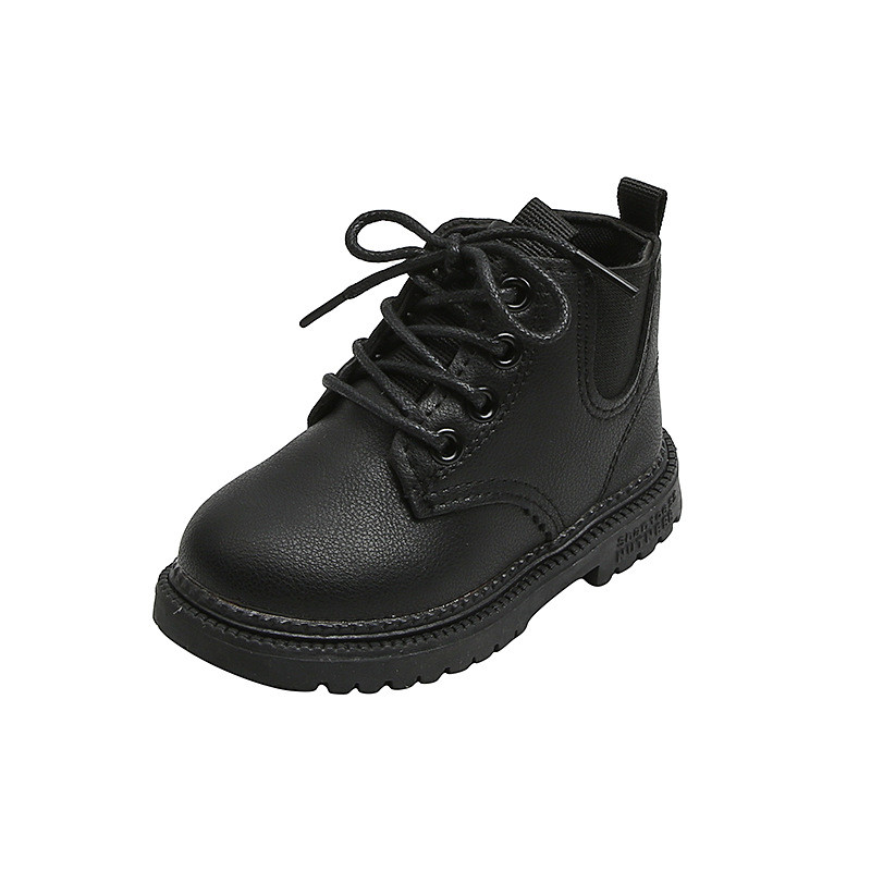 Klasikiniai juodi smėlio spalvos trumpi batai vaikams pavasario rudens vaikiški batai mergaičių plokščiakulniai Chelsea batai suvarstomi berniukų batai G06234