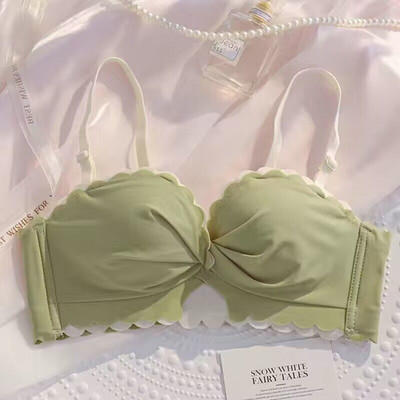 Sexy roztomilá študentská spodná bielizeň pre ženy, oceľový krúžok, malý hrudník, zhromaždené prsia, nastaviteľná podprsenka bez ramienok, proti previsnutiu