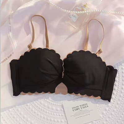 Sexy roztomilá študentská spodná bielizeň pre ženy, oceľový krúžok, malý hrudník, zhromaždené prsia, nastaviteľná podprsenka bez ramienok, proti previsnutiu