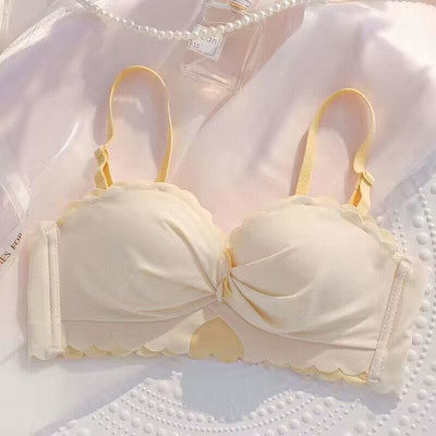 Sexy roztomilá študentská spodná bielizeň pre ženy, oceľový krúžok, malý hrudník, zhromaždené prsia, nastaviteľná podprsenka bez ramienok, proti previsnutiu