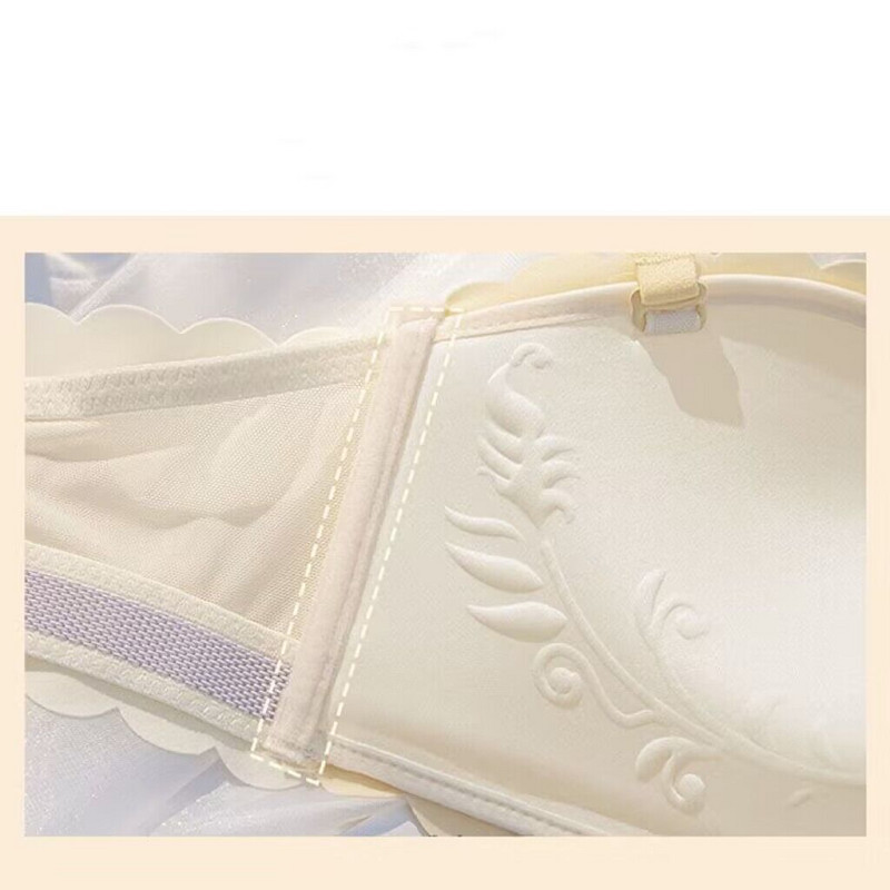 Sexy roztomilá študentská spodná bielizeň pre ženy, oceľový krúžok, malý hrudník, zhromaždené prsia, nastaviteľná podprsenka bez ramienok, proti previsnutiu