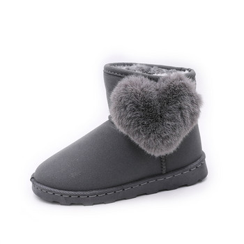 Χαριτωμένα γούνινα κοριτσίστικα μποτάκια χιονιού αδιάβροχα παπούτσια χειμερινής πλατφόρμας για κορίτσια Μαύρα γκρι ροζ παιδικά μποτάκια για κορίτσια E08098