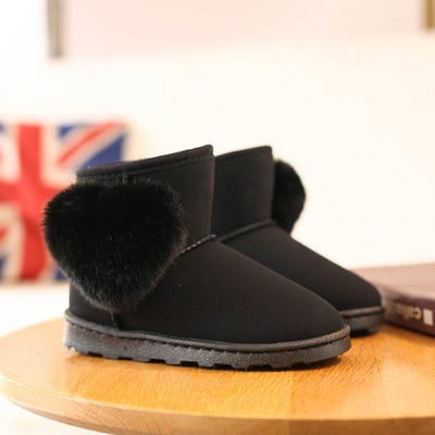 Slatke krznene čizme za snijeg za djevojčice u obliku srca Vodootporne zimske cipele s platformom za djevojčice Crne sive ružičaste dječje čizme za djevojčice E08098