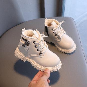 2022 Winter New Children Κοντές μπότες για αγόρια σε στυλ Αγγλίας Όμορφες ζεστές βελούδινες μπότες Παπούτσια Κοριτσίστικα Μόδα Κλειδαριά διακόσμηση E10114