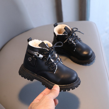 2022 Winter New Children Κοντές μπότες για αγόρια σε στυλ Αγγλίας Όμορφες ζεστές βελούδινες μπότες Παπούτσια Κοριτσίστικα Μόδα Κλειδαριά διακόσμηση E10114