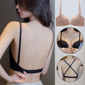 Sutien cu închidere în față Bralette fără spate Push Up Sutien pentru femei Lenjerie de corp cu spate deschis fără fir Lenjerie de nuntă pentru femei Sutiene invizibile