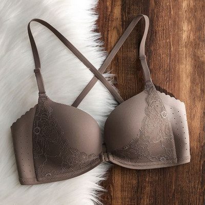 Sutien cu închidere în față Bralette fără spate Push Up Sutien pentru femei Lenjerie de corp cu spate deschis fără fir Lenjerie de nuntă pentru femei Sutiene invizibile