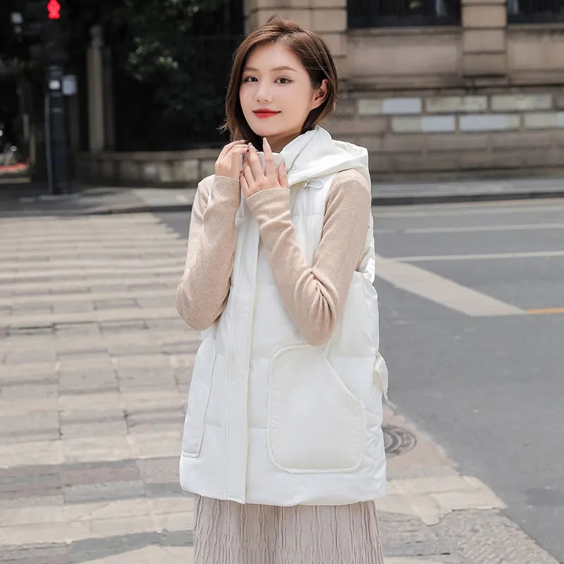 2023. aasta uus naiste sulevest puuvillane vest sügisene talvejope, paks avar kapuutsiga lühike mantel Naiste varrukateta jope vest