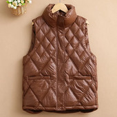 2023 NOI Jachetă din bumbac din puf pentru femei, toamnă, iarnă, guler scurt, jachetă din bumbac fără mâneci, vestă ocazională matlasată pentru femei