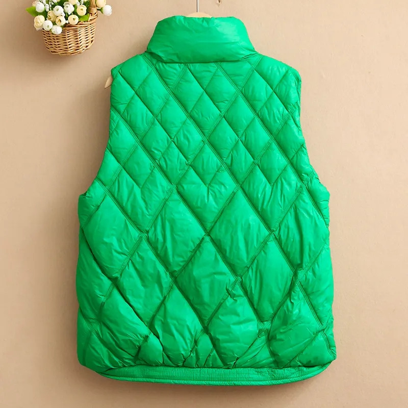 2023 NOI Jachetă din bumbac din puf pentru femei, toamnă, iarnă, guler scurt, jachetă din bumbac fără mâneci, vestă ocazională matlasată pentru femei