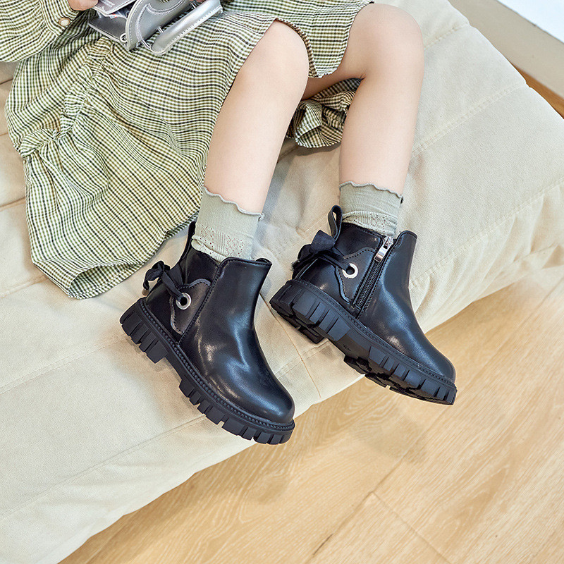 Módne detské čižmy na platforme s remienkom vzadu, princezná, dievčenské mólo, krátke čižmy, útulné jesenné a zimné detské topánky pre dievčatá G08066