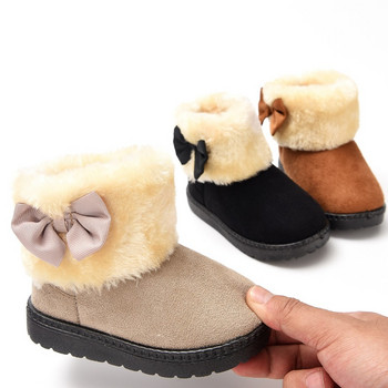 Κορίτσια Snow Boots Παιδικά μποτάκια Γλυκό επίπεδο τακούνι Χαριτωμένο χνουδωτό λεία γούνα Τριχωτό ζεστό χοντρό βαμβάκι Παιδικές χειμερινές μπότες Παπούτσια G09132