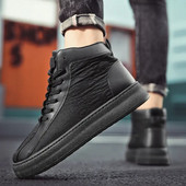 2023 Nové jesenné čierne pánske čižmy Nové módne pánske čižmy Teplé topánky pre mužov na platforme Tenis Masculino De Lona