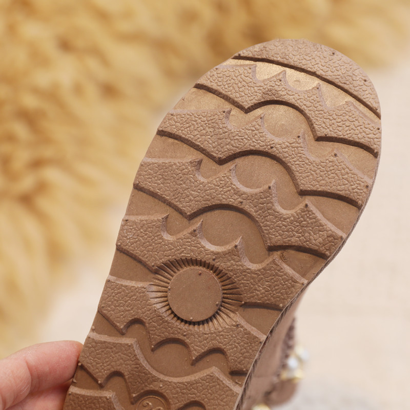 Cizme de zăpadă pentru fetițe mici, negru, bej, maro, perlat, cizme pentru fetiță, încălțări, calde, nituri, pantofi casual pentru copii G07172