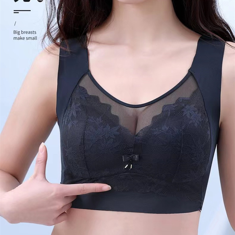 Seksi čipkani bešavni prsluk u stilu ženskog donjeg rublja skupljeno bez čeličnog prstena Jednodijelni ženski tanki grudnjak velike veličine s fiksnom košaricom
