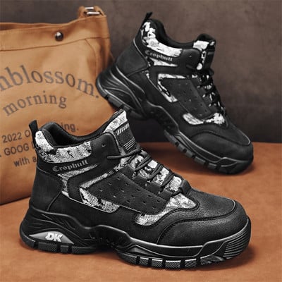 Pánske čierne topánky 2023, zimné ležérne tenisky, kožené mokasíny, pracovné bezpečnostné topánky na platforme, športové, módne, tenisové, luxusné dizajnérske topánky