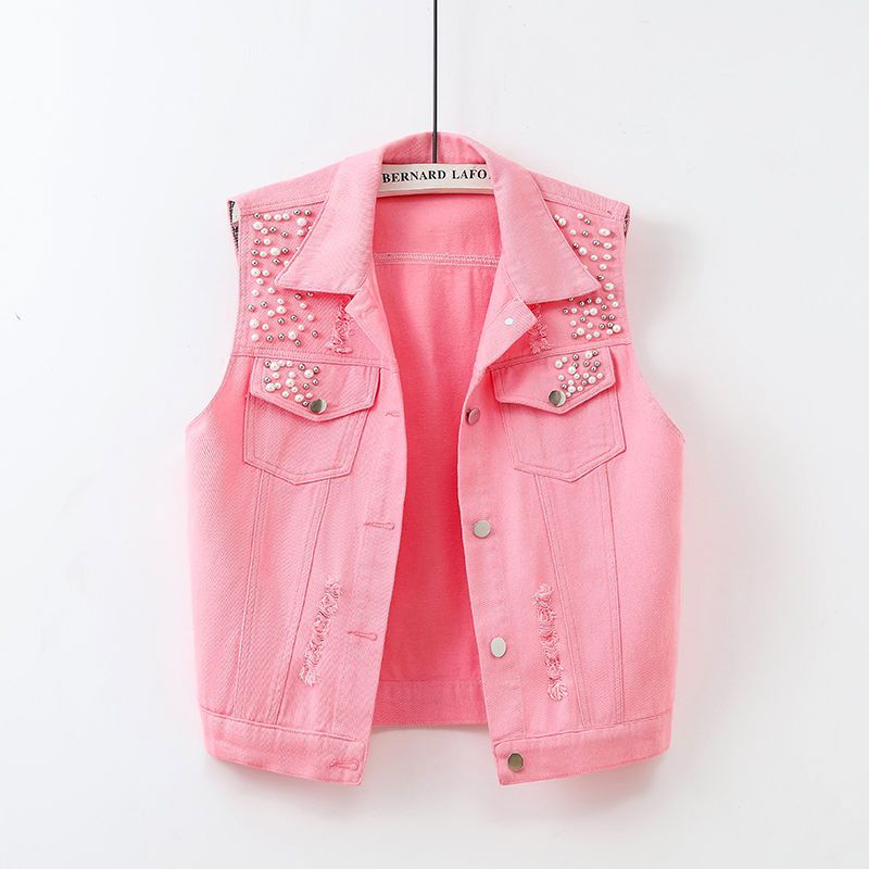 Ženski traper prsluk Jesen Zima Jednobojne ležerne jakne bez rukava Kratki jean kaput Ulična odjeća Ženski kaubojski prsluk Chaleco Mujer