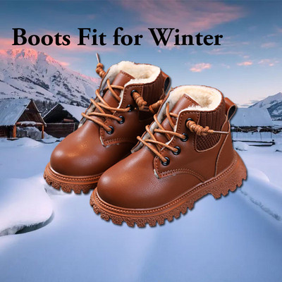 Copii Pantofi ocazional Toamna Iarna Cizme de zapada Pantofi baieti Moda Piele Moale Antiderapante Cizme Fete Pantofi sport pentru alergare G07041