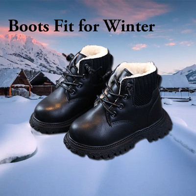 Copii Pantofi ocazional Toamna Iarna Cizme de zapada Pantofi baieti Moda Piele Moale Antiderapante Cizme Fete Pantofi sport pentru alergare G07041