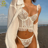 ACELANDY Francusko donje rublje Seksi ženski set donjeg rublja Push Up grudnjak Čipkani prozirni kompleti grudnjaka Vjenčano tanko donje rublje