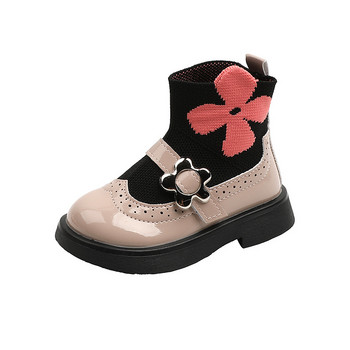 Чорапи за момичета с бродерия на цветя Обувки за ранна есен 2022 Бебешки ботуши на принцеса Ученически неплъзгащи се красиви обувки за малко момиче G01043