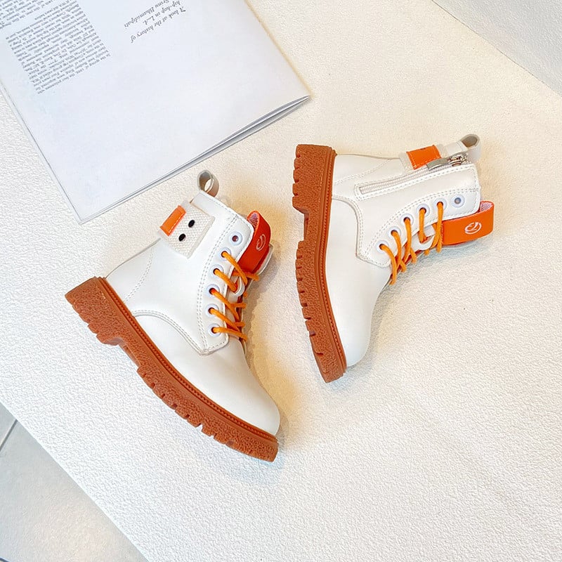 Noi tendințe toamnă iarnă Cizme pentru fete Cult Cumpărați Cizme albe proaspete pentru copii Pantofi pentru fete pentru petrecere a timpului liber cu șireturi Cizme de luptă pentru copii G08161