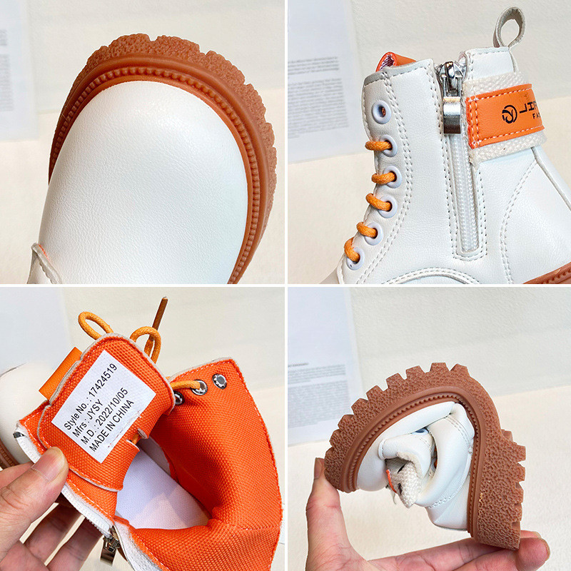 Noi tendințe toamnă iarnă Cizme pentru fete Cult Cumpărați Cizme albe proaspete pentru copii Pantofi pentru fete pentru petrecere a timpului liber cu șireturi Cizme de luptă pentru copii G08161