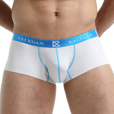 Bešavne muške bokserice, luksuzne svilene spandex 3D međunožne bokserice, najlonsko donje rublje, kratke hlače, natikače, gaće
