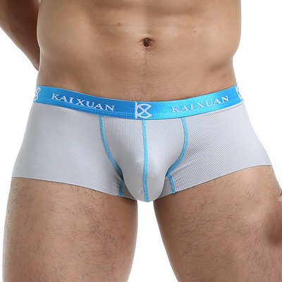 Bešavne muške bokserice, luksuzne svilene spandex 3D međunožne bokserice, najlonsko donje rublje, kratke hlače, natikače, gaće