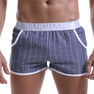 Pantaloni scurți din bumbac pentru bărbați, cu talie elastică, boxeri casual, pantaloni scurți pentru bărbați, îmbrăcăminte pentru acasă, chiloți