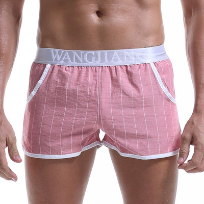 Pantaloni scurți din bumbac pentru bărbați, cu talie elastică, boxeri casual, pantaloni scurți pentru bărbați, îmbrăcăminte pentru acasă, chiloți