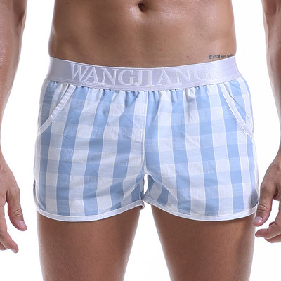 Pantaloni scurți din bumbac pentru bărbați, cu talie elastică, boxeri casual, pantaloni scurți pentru bărbați, îmbrăcăminte pentru acasă, chiloți