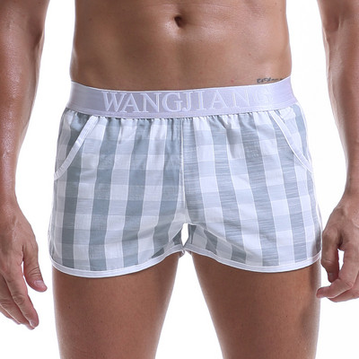 Pantaloni scurți din bumbac pentru bărbați, cu talie elastică, boxeri casual, pantaloni scurți pentru bărbați, îmbrăcăminte pentru acasă, chiloți