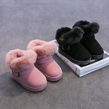 2023 Зимни нови детски ботуши за сняг Момичета Къси ботуши принцеса с пухкава кожа Супер топли ботуши на платформа Зимни плюшени обувки G08036