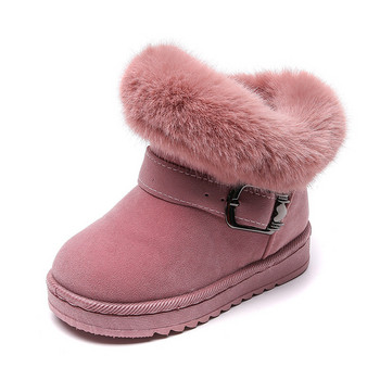 2023 Зимни нови детски ботуши за сняг Момичета Къси ботуши принцеса с пухкава кожа Супер топли ботуши на платформа Зимни плюшени обувки G08036