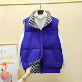 Rudens žiemos moterų striukės paltas Nauja dvipusė medvilninė liemenė be rankovių striukė stovi apykaklė Medvilninė liemenė moteriška liemenė