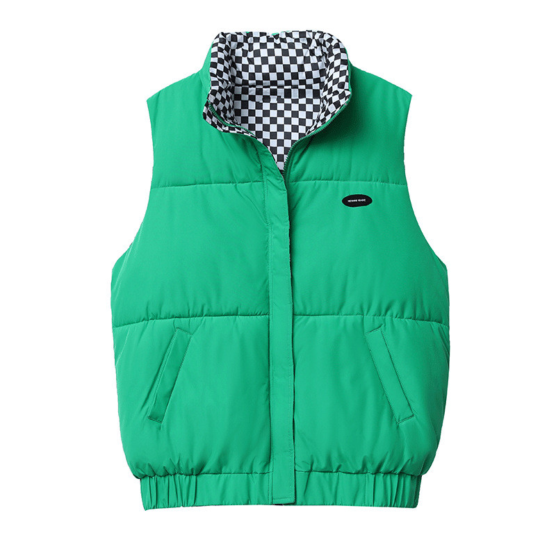 Rudens žiemos moterų striukės paltas Nauja dvipusė medvilninė liemenė be rankovių striukė stovi apykaklė Medvilninė liemenė moteriška liemenė