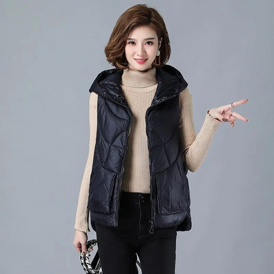 Vestă din bumbac cu glugă, toamnă iarnă pentru femei