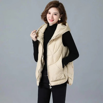 Vestă din bumbac cu glugă, toamnă iarnă pentru femei