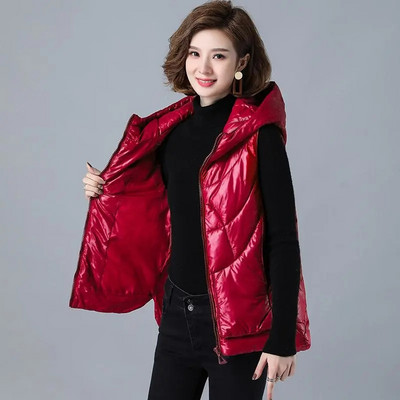 Vestă din bumbac cu glugă, toamnă iarnă pentru femei