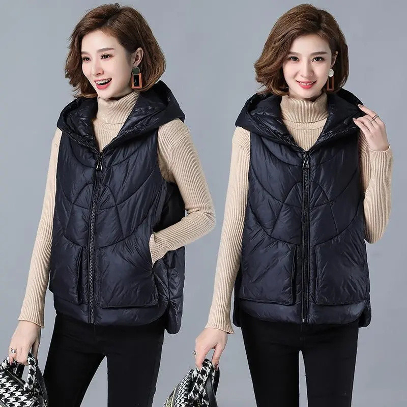 Vestă din bumbac cu glugă, toamnă iarnă pentru femei