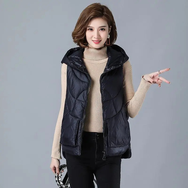 Vestă din bumbac cu glugă, toamnă iarnă pentru femei